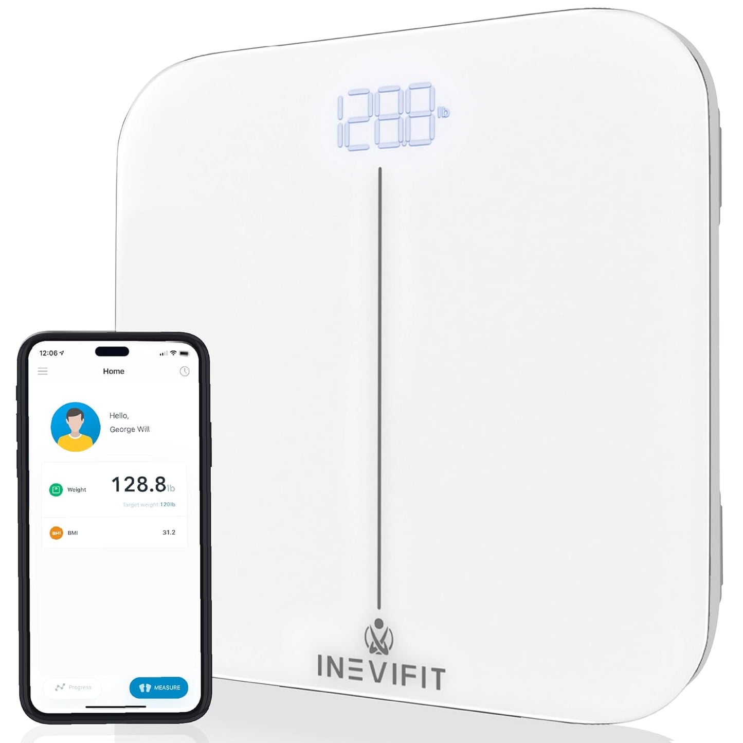 Smart Premium Bathroom Scale, Highly Accurate Bluetooth Digital Bathroom Body Weight Scale, Precisely Measures Weight & BMI for Unlimited Users